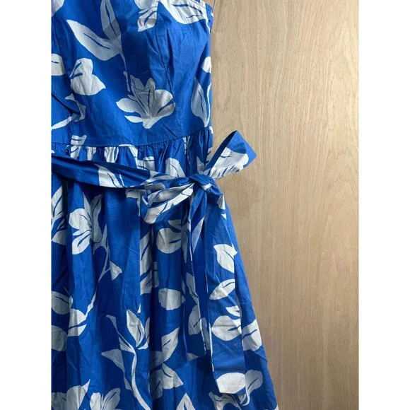 J.Crew Blue & White Floral One-Shoulder Dress Size 2 - Picture 4 of 15
